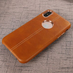 Wholesale iPhone X (Ten) Armor Leather Hybrid Case (Brown)